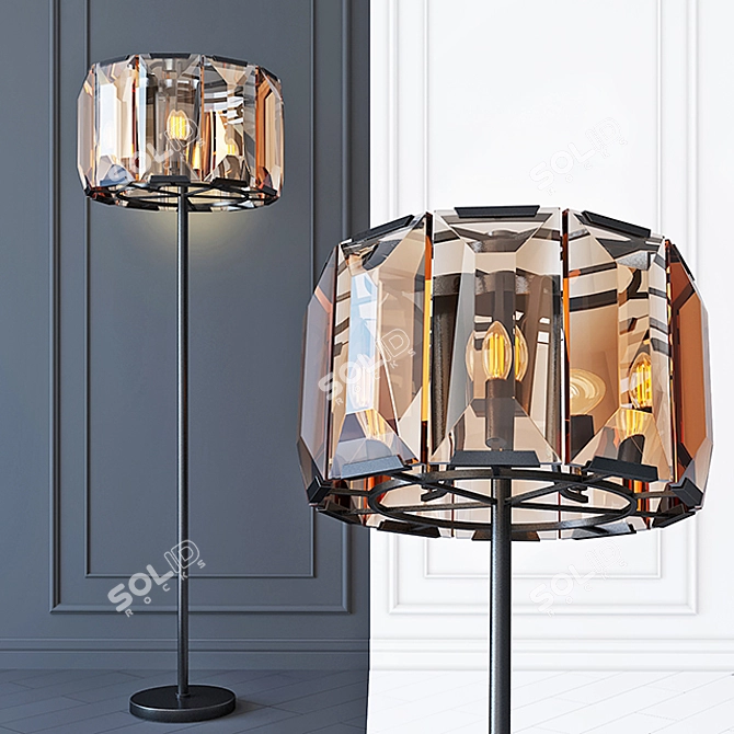 Harlow Crystal Floor Lamp - Amber 3D model image 1