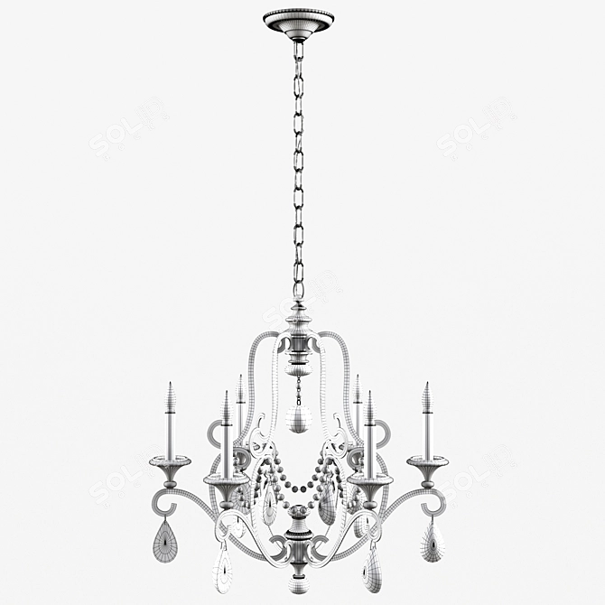 Elegant Piedmont Chandelier: Chapman Visual Comfort 3D model image 3