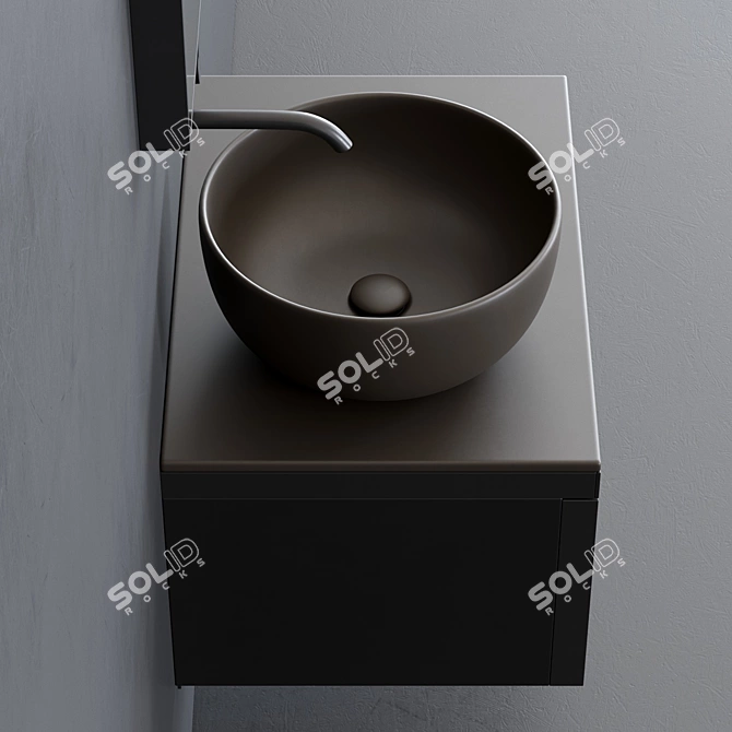 Ceramica Cielo Multiplo Set 5: Modern Wall-mounted Vanity Unit with Shui Washbasin & Arcadia Mirror 3D model image 2