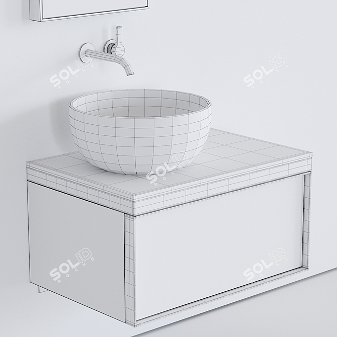 Ceramica Cielo Multiplo Set 5: Modern Wall-mounted Vanity Unit with Shui Washbasin & Arcadia Mirror 3D model image 3