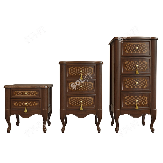 Solid Wood Chest of Drawers 3D model image 1