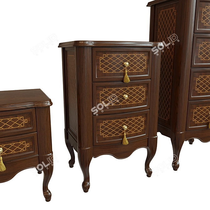 Solid Wood Chest of Drawers 3D model image 2