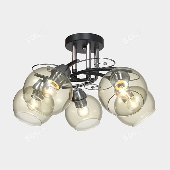 Sleek Metal and Glass Ceiling Chandelier 3D model image 2