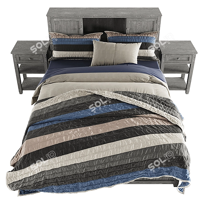 Storage Bed with Beadboard Design 3D model image 2