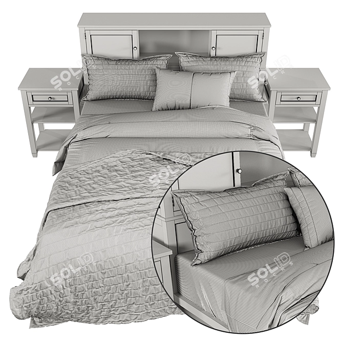 Storage Bed with Beadboard Design 3D model image 3