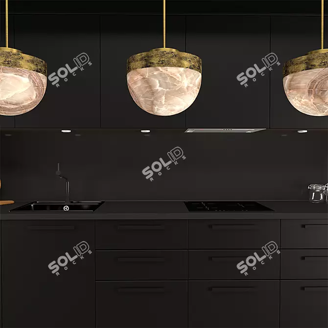 Lucid 300 Pendant: Captivating Alabaster & Brass 3D model image 2