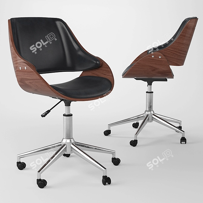 Adjustable Mid-Century Office Chair 3D model image 1