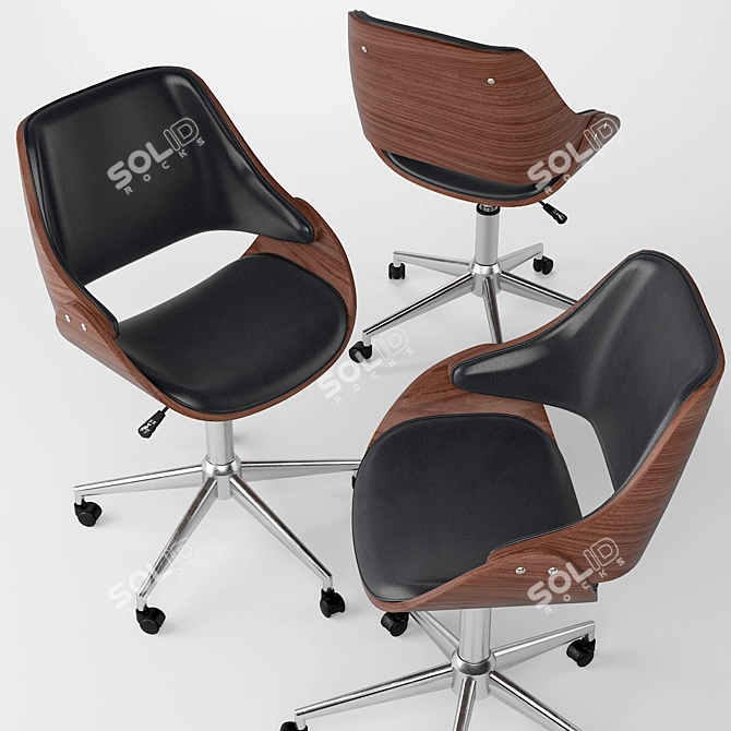 Adjustable Mid-Century Office Chair 3D model image 2
