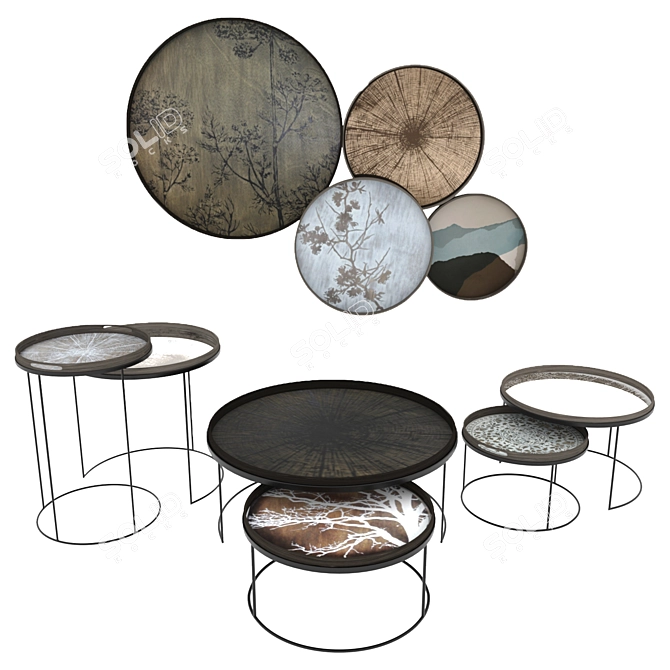 Notre Monde Tray Table Set 3D model image 1