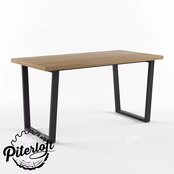 Title: Rustic Loft Dining Table 3D model image 1