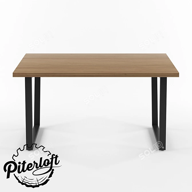 Title: Rustic Loft Dining Table 3D model image 2