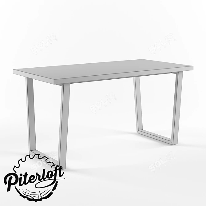Title: Rustic Loft Dining Table 3D model image 3