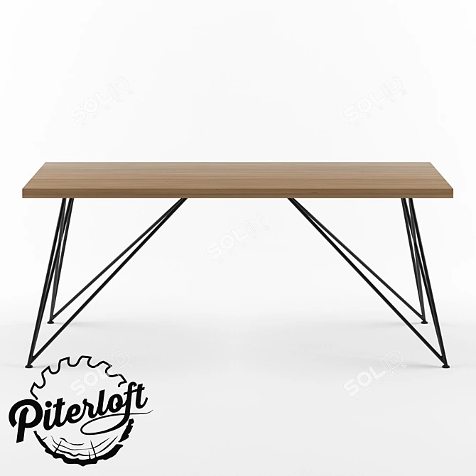 Industrial Loft Dining Table 3D model image 2