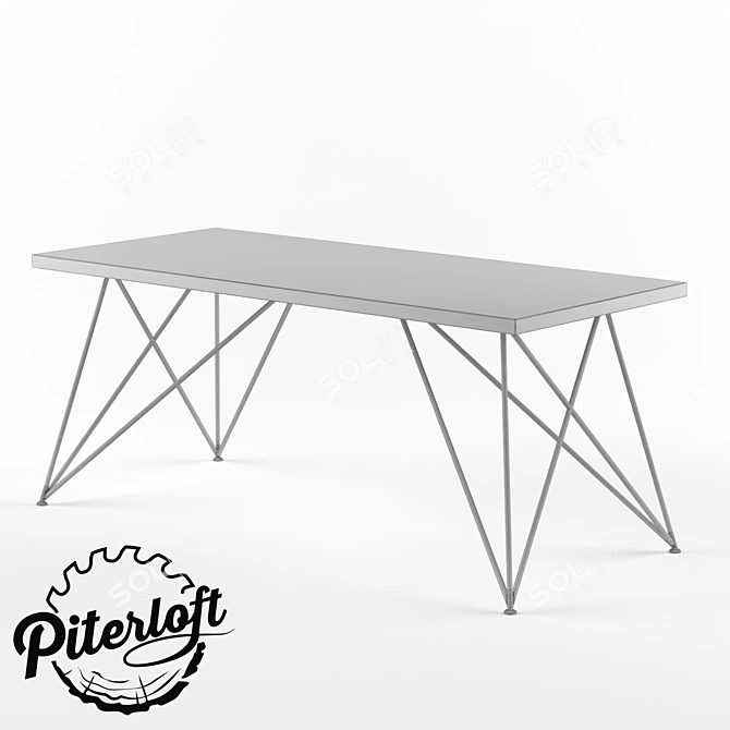 Industrial Loft Dining Table 3D model image 3