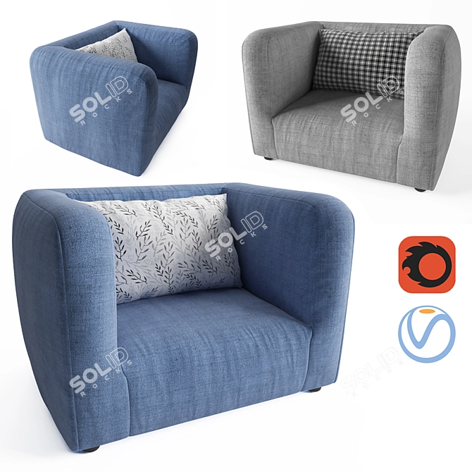 Blomma Miniature Designer Armchair 3D model image 1