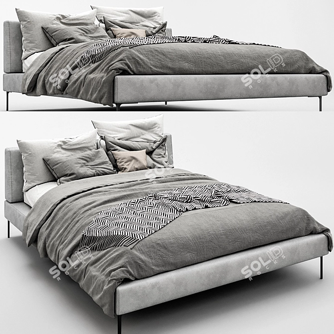 Sleek Charles Bed: Sophisticated Elegance 3D model image 3