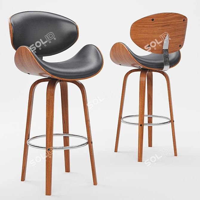 Modern Swivel Bar Stool 3D model image 1