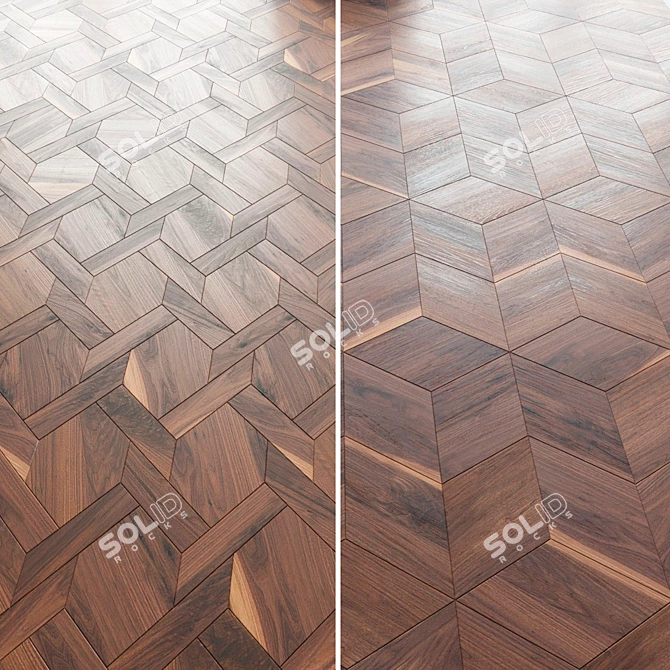 Luxury Walnut Parquet Panel 3D model image 1