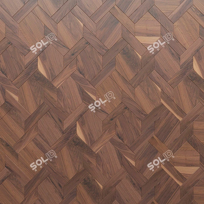 Luxury Walnut Parquet Panel 3D model image 3