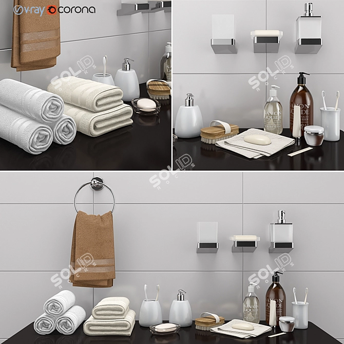 Elegant Bathroom Décor Set 3D model image 1