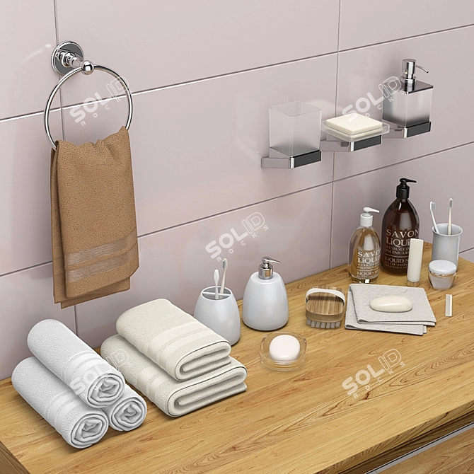 Elegant Bathroom Décor Set 3D model image 2