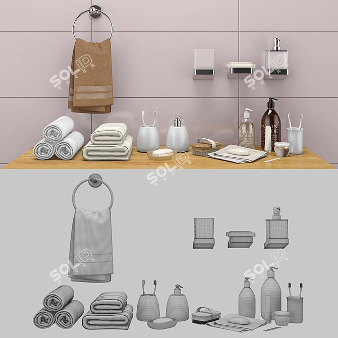 Elegant Bathroom Décor Set 3D model image 3