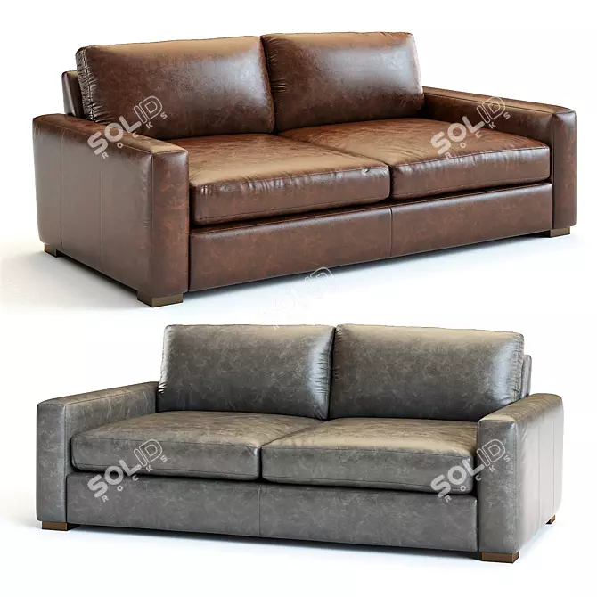 Luxurious Restoration Hardware Leather Sofa 3D model image 1