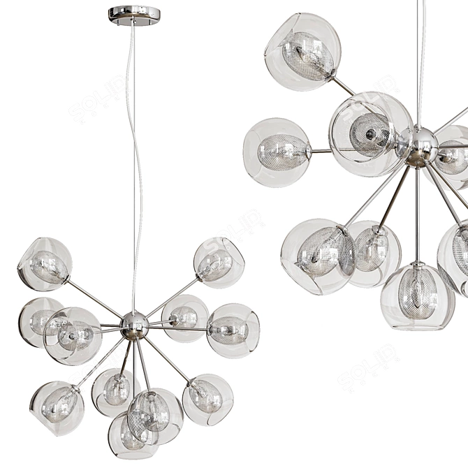 Cosmos Starburst Chrome Chandelier 3D model image 1