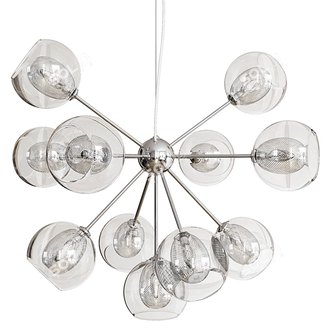 Cosmos Starburst Chrome Chandelier 3D model image 2