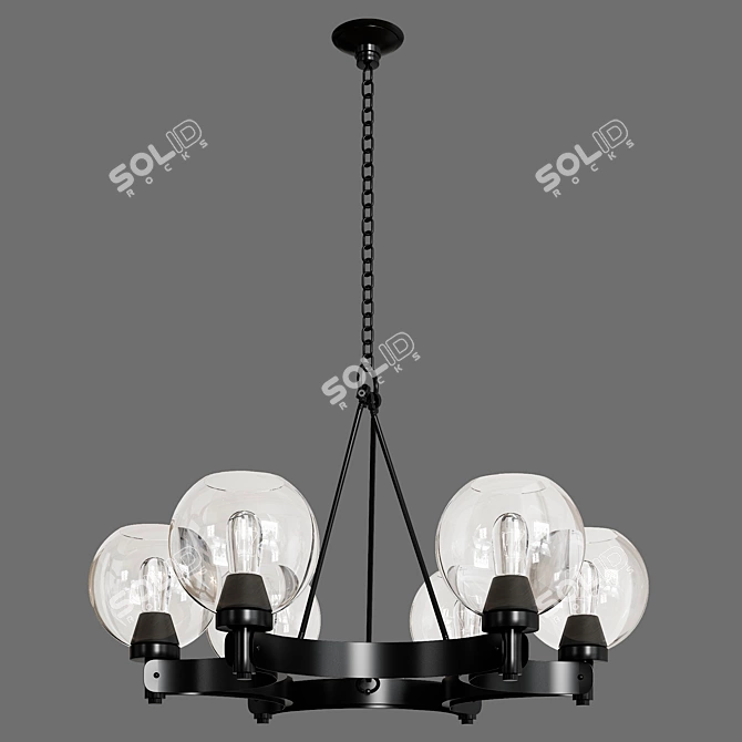 Rustic Seeded Globe Chandelier 3D model image 2