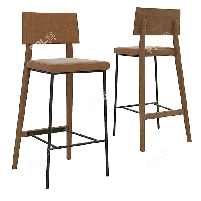 Oakland Modern Barstool 3D model image 1