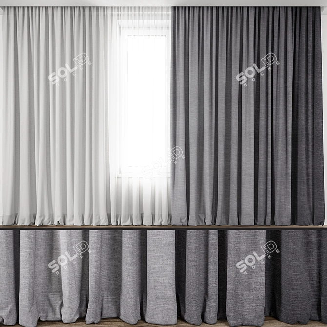 Exquisite Detailed Curtain Model 3D model image 1