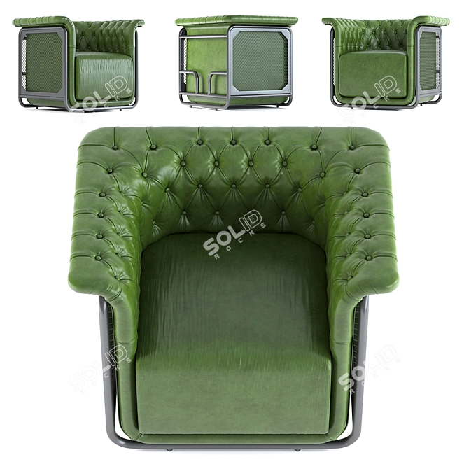 Luxury Chesterfield Armchair - Nenter 3D model image 2