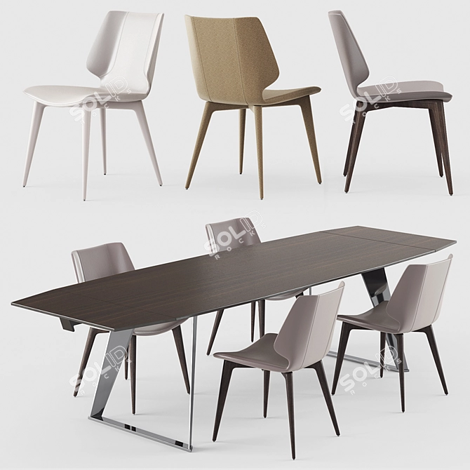 Modern Echoes Dining Set: Table & Kasuka Chair 3D model image 1