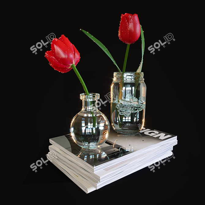 Blooming Beauty: Tulips in a Can 3D model image 1