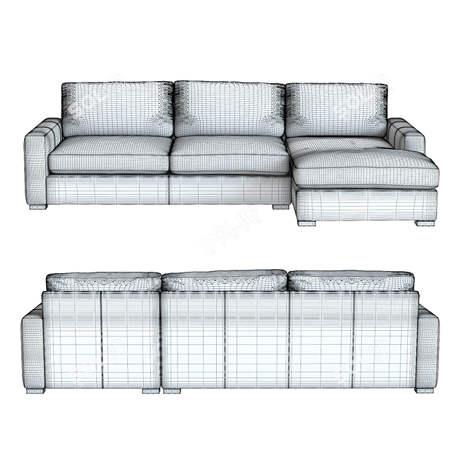 Luxury Maxwell Leather Sectional: High-Detailed 3D Model 3D model image 3