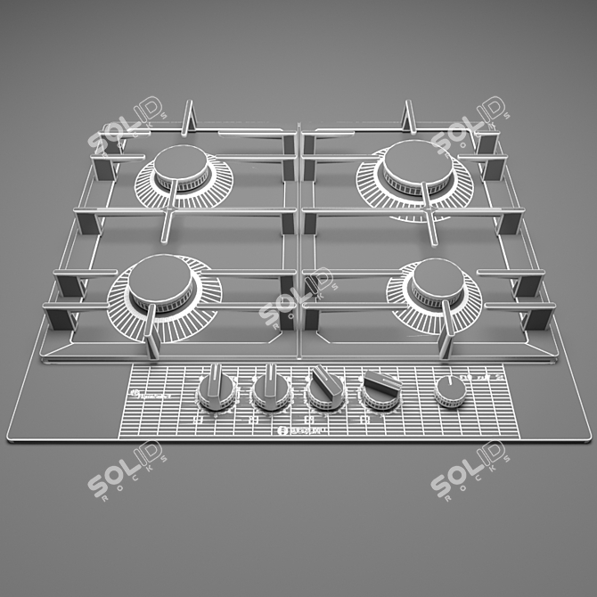 Bosch PCP6A5M90R Gas Cooktop 3D model image 3