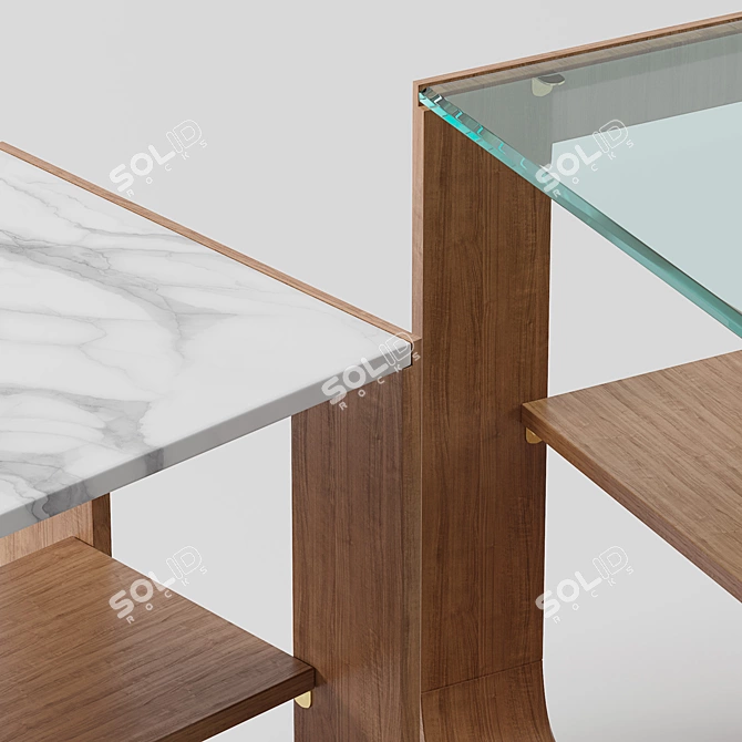 Marble and Glass Coffee Table 3D model image 2