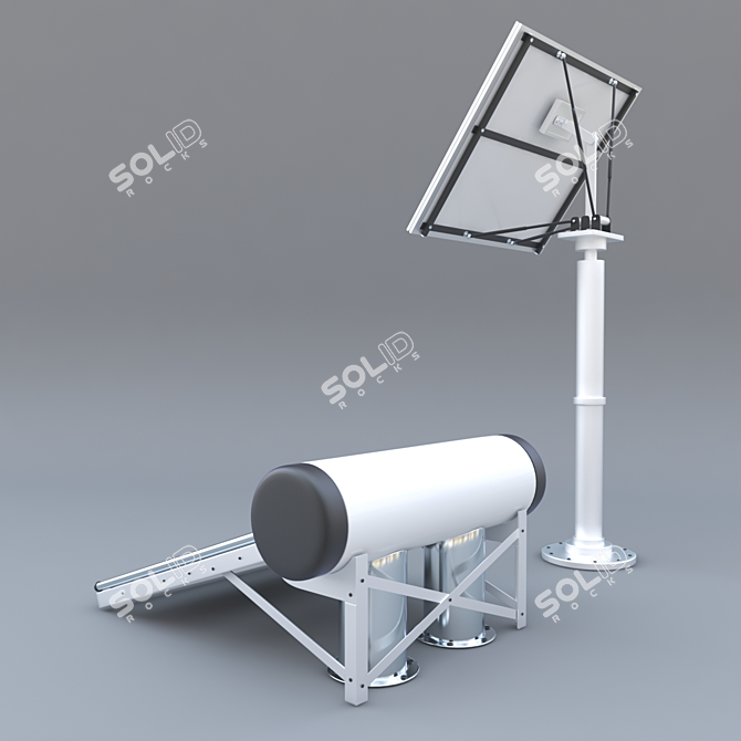 EcoPower Combo: Solar Panel, Heater & Wind Turbine 3D model image 2