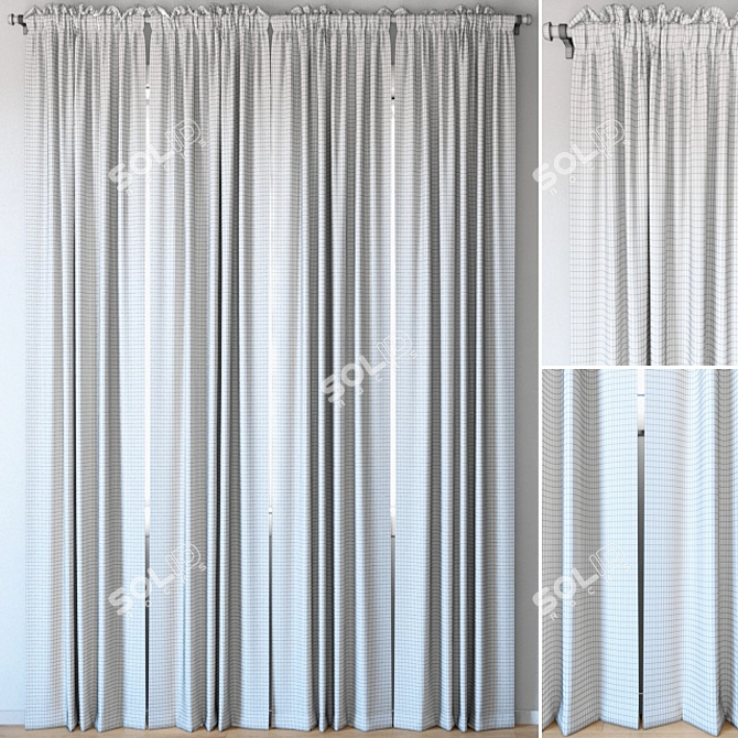 Sheer Voile Curtains Set | EMILY Collection | Variety of Colors 3D model image 2