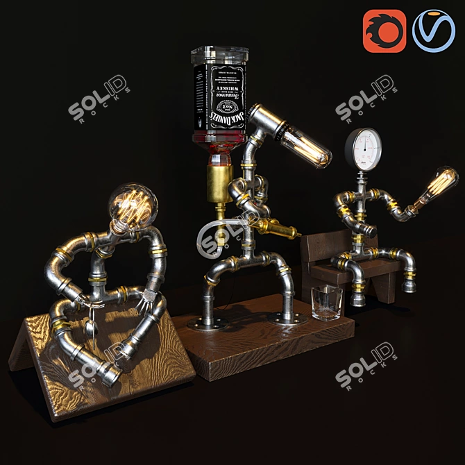 Elegant 3-Piece Decorative Pipelight Set 3D model image 1