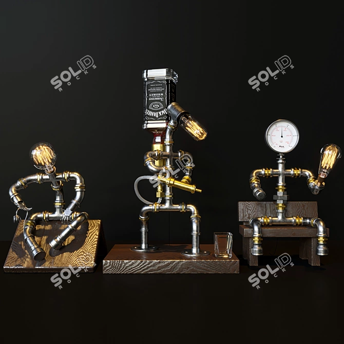 Elegant 3-Piece Decorative Pipelight Set 3D model image 2