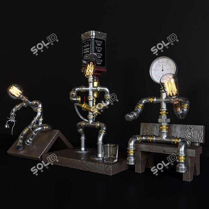 Elegant 3-Piece Decorative Pipelight Set 3D model image 3