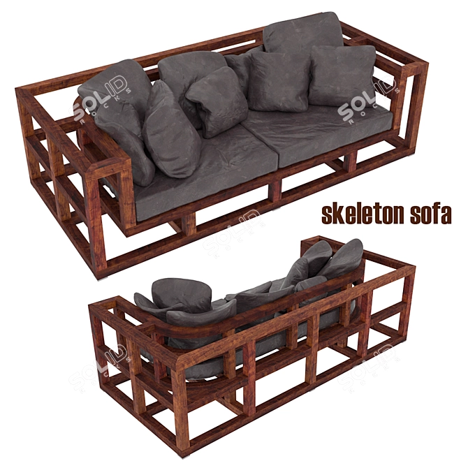 Vintage Chic Skeleton Sofa 3D model image 1