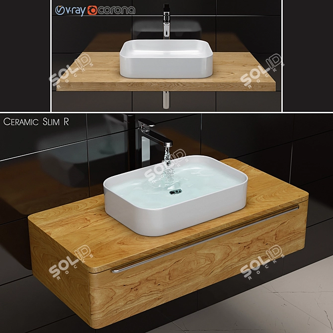 RAVAK Ceramic Slim R Washbasin 3D model image 1