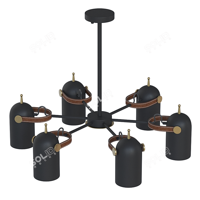 Industrial Style Adjustable Chandelier 3D model image 2