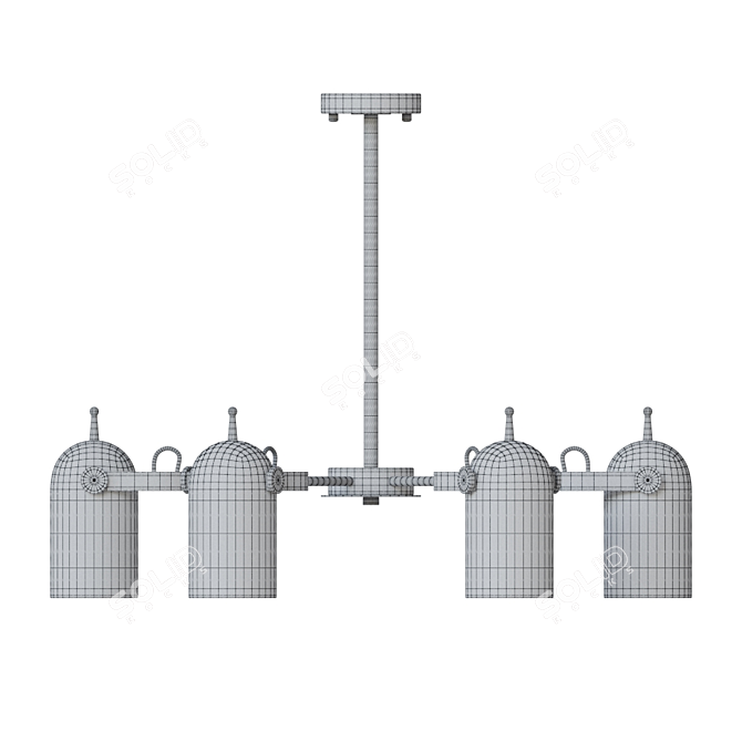 Industrial Style Adjustable Chandelier 3D model image 3