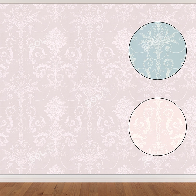 Seamless Wallpaper Set: 3 Colors 3D model image 1