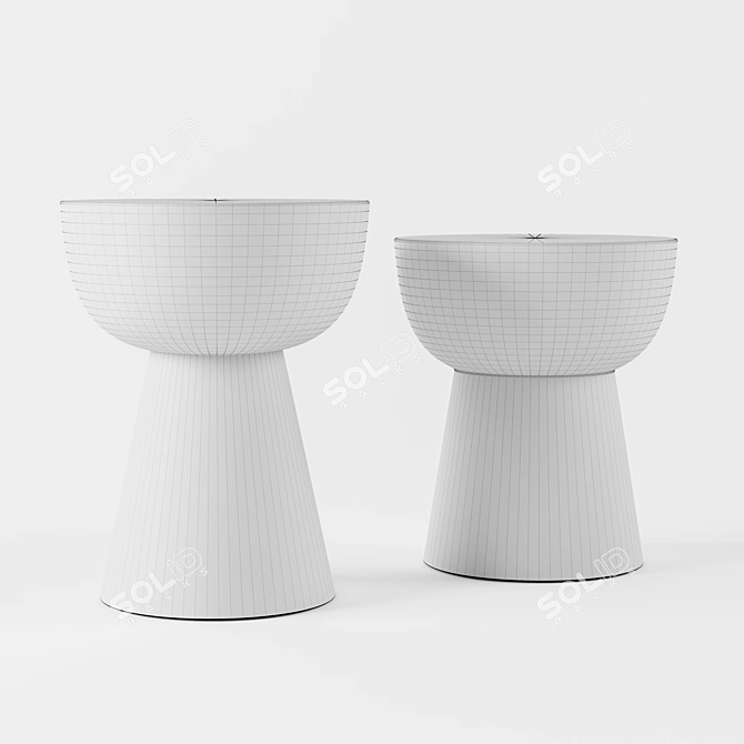 Minimalist Cement Diabolo Stool 3D model image 3