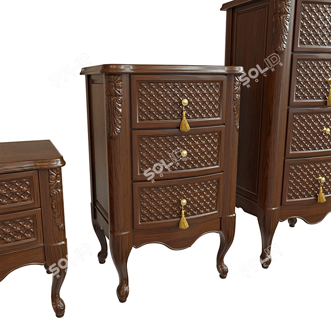 Solid Wood Chest Drawers 3D model image 2